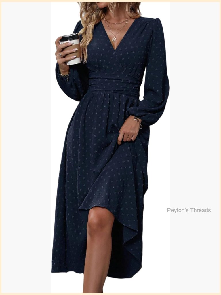 Long Sleeve V-Neck Floral Maxi Dress With Puff Sleeves
